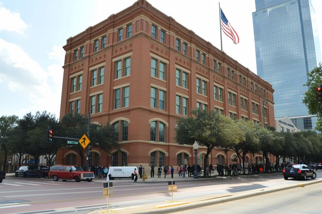 Foto o depósito de livros escolares do texas, também conhecido como o edifício administrativo do condado de dallas, em dallas, texas.