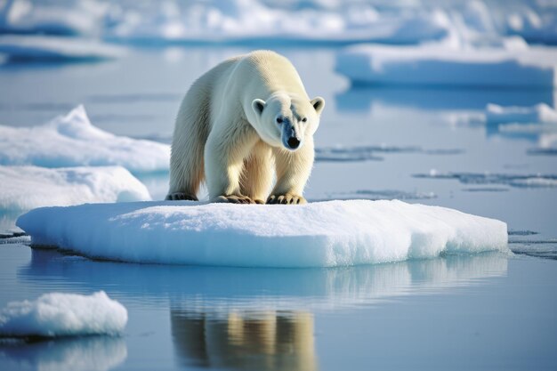 Foto o derretimento das calotas de gelo do urso polar está em risco devido às mudanças climáticas