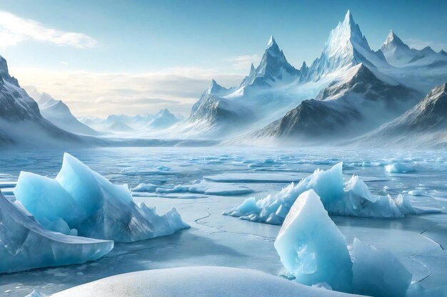 Foto o derretimento de blocos de gelo e icebergs o problema do aquecimento global