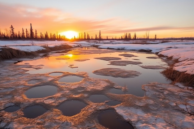 O descongelamento do permafrost libera gás metano para a atmosfera