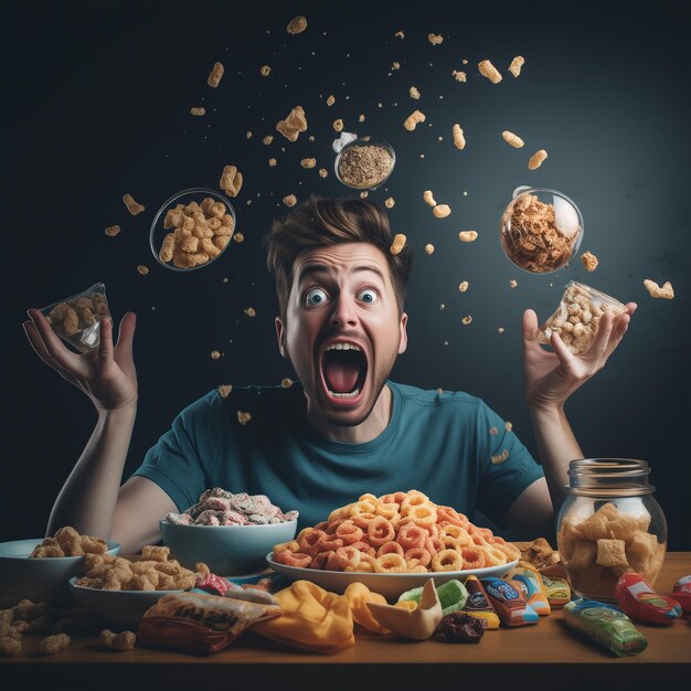 Foto o desejo destrói a comida e o homem.