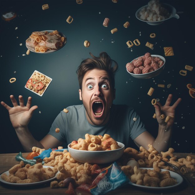 Foto o desejo destrói a comida e o homem.