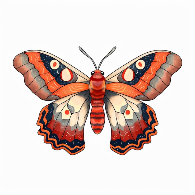 O desenho de uma borboleta com a palavra mariposa.
