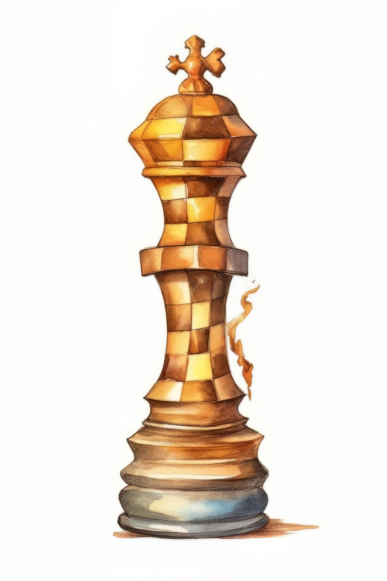 Um desenho de uma peça de xadrez rei com as palavras xadrez nela