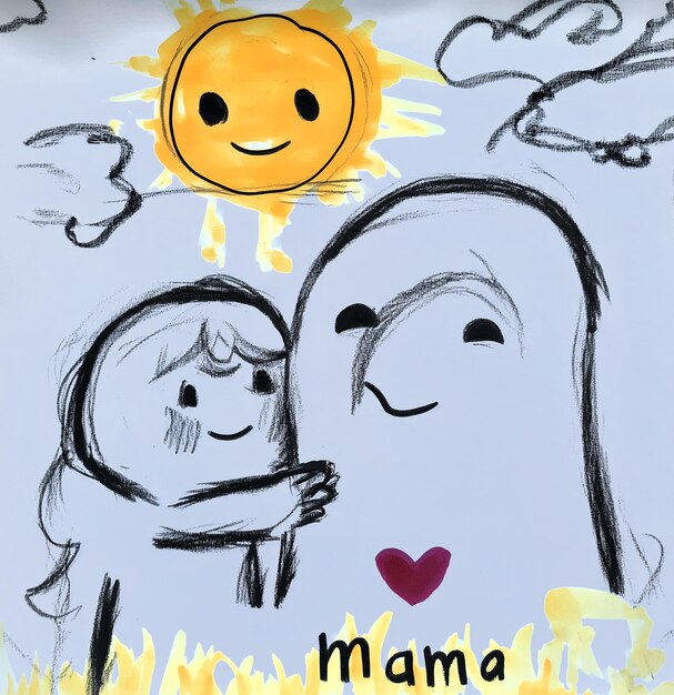 o desenho de uma mãe e um filho