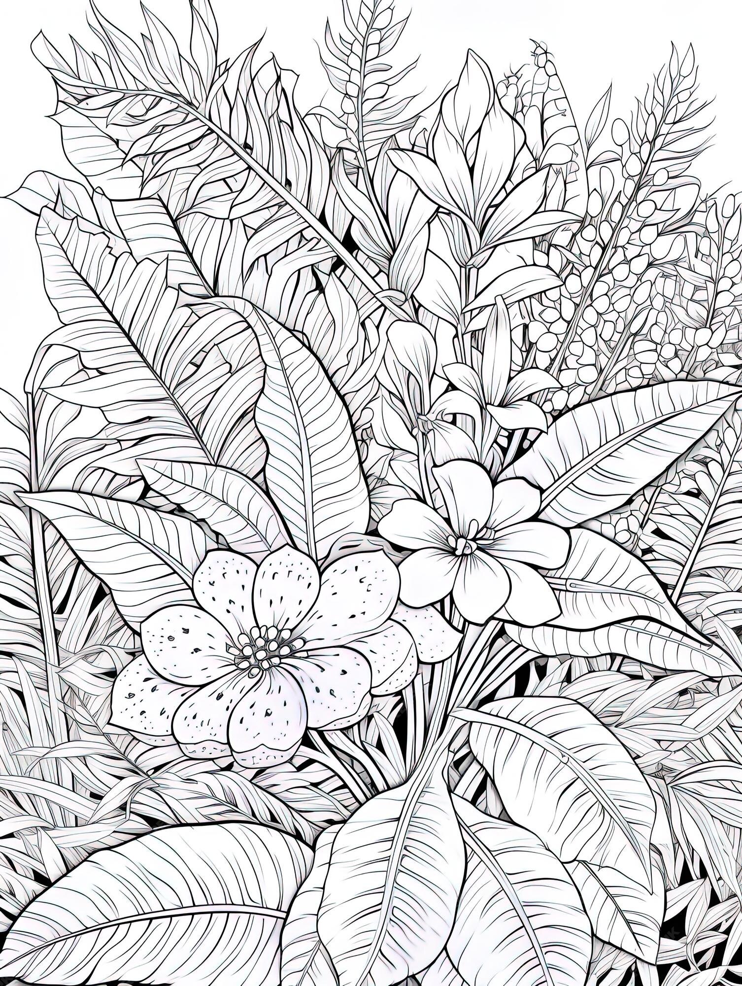 Desenho à mão de uma flor - Flores e vegetação - Coloring Pages for Adults