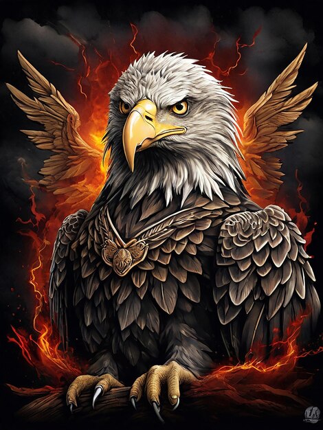 O design da camiseta Eagle Rebellion Vector é inspirado em criaturas míticas e no tema de