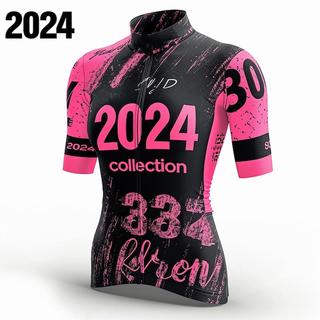 Foto o design de roupas esportivas femininas coleção 2024 cores rosa e preto top