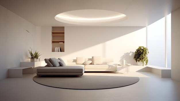 o design moderno do quarto apresenta uma paleta de cores minimalista