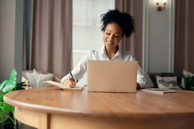 O designer da mesa na Internet Um freelancer trabalha em casa online em um computador