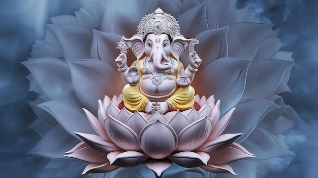 Foto o deus hindu ganesha no ídolo azul de bokhe ganesha
