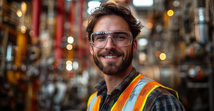 Foto o dia dos construtores um trabalhador da construção em ação sorrindo em meio às tarefas do dia39