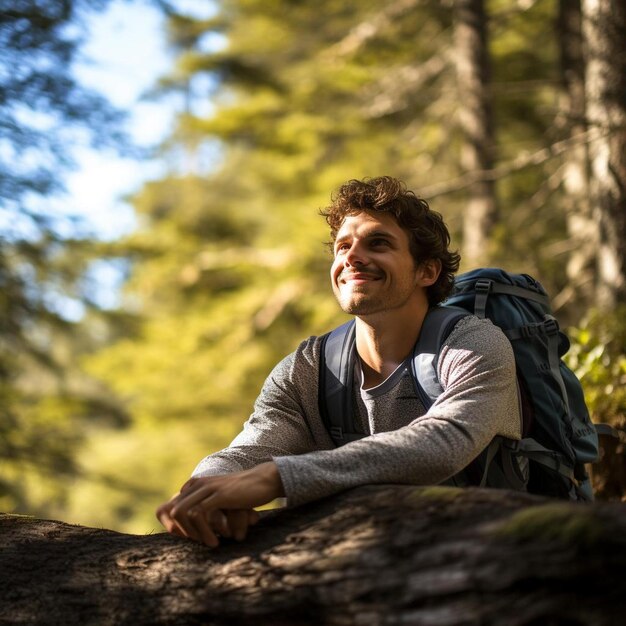 Foto o dia perfeito para estar fora na natureza tiro de um jovem fazendo uma pausa na água enquanto estava caminhando