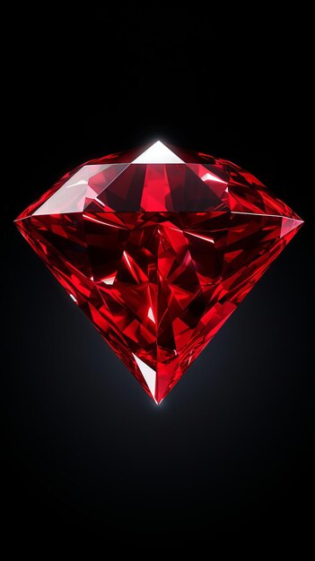 O diamante vermelho brilha sob os holofotes.