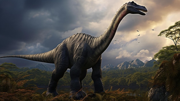 Foto o dinossauro hipnotizante brachiosaurus