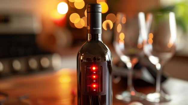 O display de LED na base do vinho mostra o nível da bateria e um temporizador para acompanhar o tempo que a