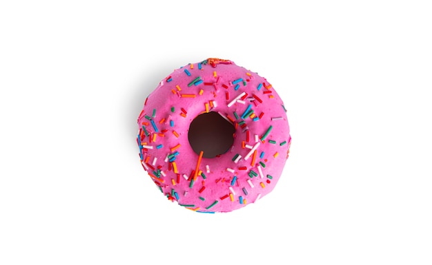 O donut é isolado em um fundo branco. Donut isolado. Foto de alta qualidade