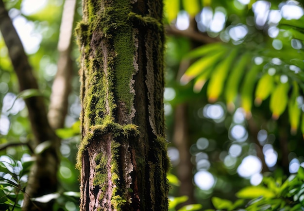 Foto o dossel verde vibrante de uma densa floresta tropical com papel de parede de paisagem de cachoeira