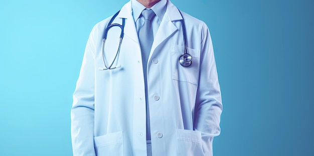 O doutor veste o vestido médico branco