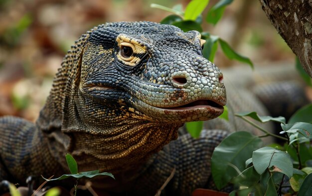 O dragão de Komodo mostra a sua poderosa mandíbula e a sua mordida letal.