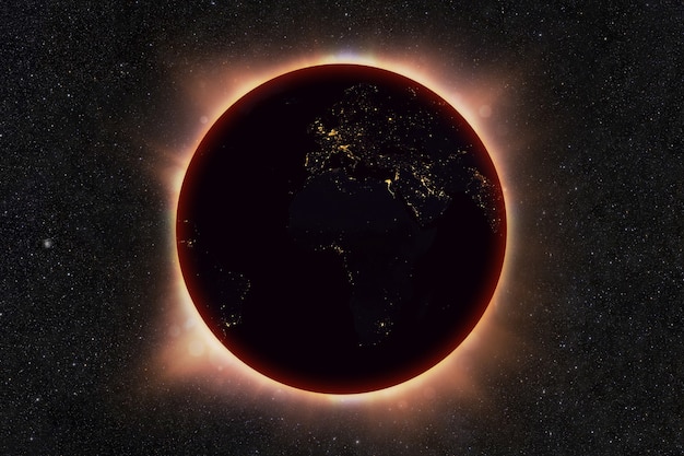 O eclipse solar do planeta Terra