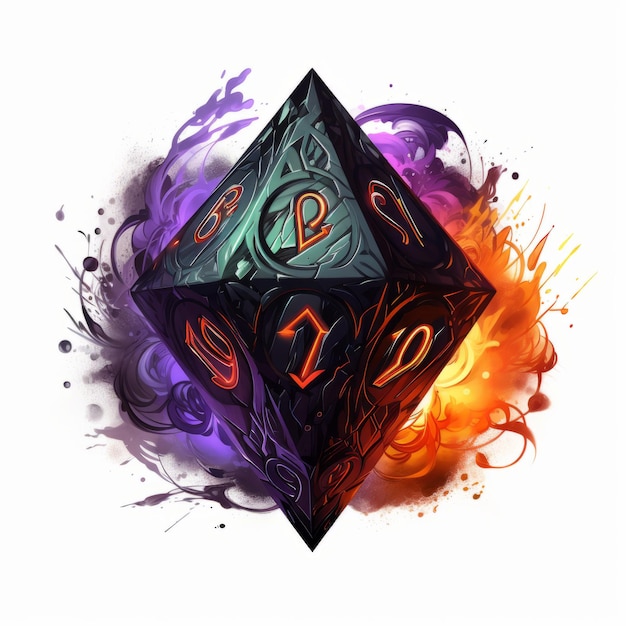 Foto o encanto da sombra logotipo de fantasia intrigante desbloqueando a feitiçaria negra com um d20 negro corrompido