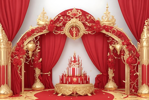 O encanto do ouro vermelho, um cenário real atraente para uma celebração de aniversário