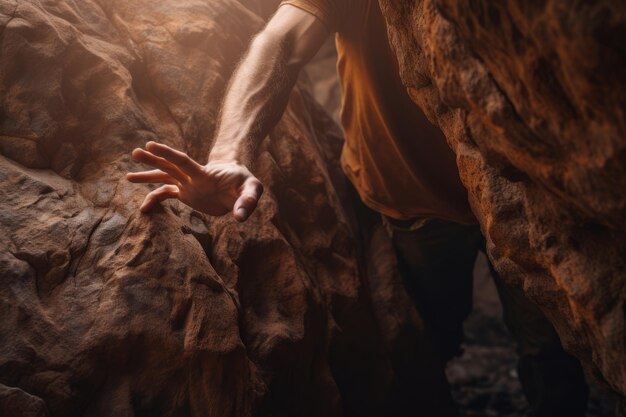 O Encontro Místico Uma Pessoa Tocando a Muralha da CavernaAR 32