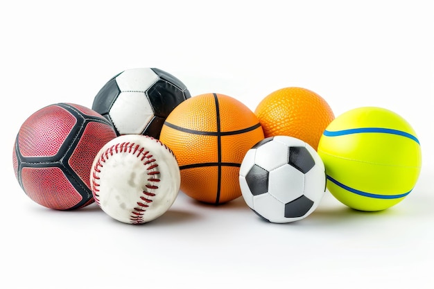 Foto o equipamento e as bolas usadas nos desportos