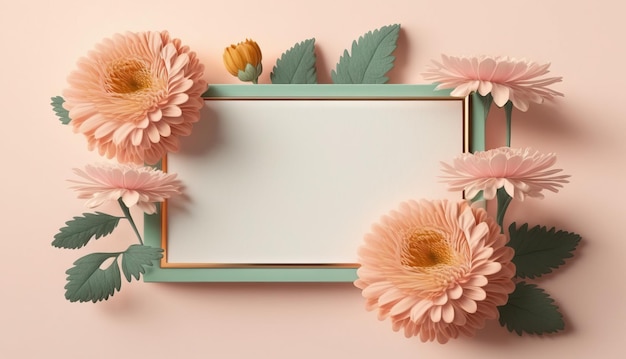 O espaço da cópia do quadro é decorado com fundo de flores fofas