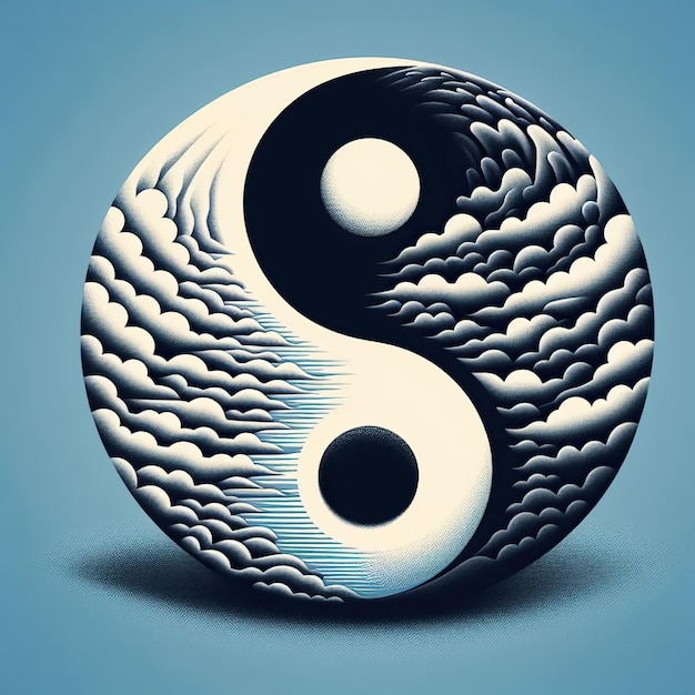 Foto o espaço negativo de yin e yang juxtaposto com opostos