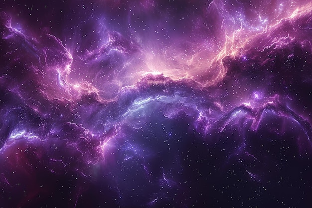 O Espaço Púrpura e Azul Cheio de Estrelas
