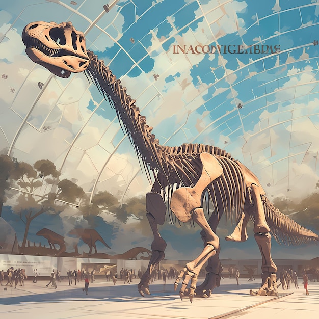 Foto o esqueleto majestoso de um dinossauro em um museu