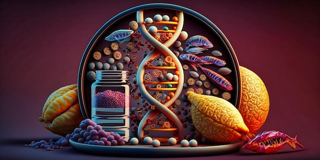 Foto o estudo de como as características são passadas de uma geração para a seguinte através de genes e dna