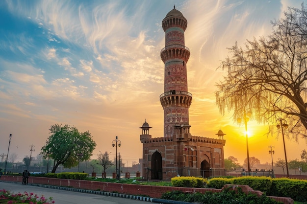 Foto o famoso marco minar e pakistan em lahore, paquistão