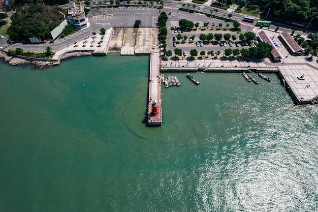 O farol vermelho na província de Guangdong da ilha de Nan'ao China