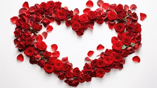 O fascínio romântico da nossa rosa vermelha em forma de coração isolado sobre um fundo branco prístino esta obra-prima floral acrescenta um toque elegante aos seus desenhos