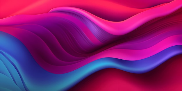 O fluido abstrato 3d renderiza a onda curva de néon iridescente holográfica em movimento contra um fundo escuro Elemento de design gradiente para papéis de parede e capas de fundos de banners