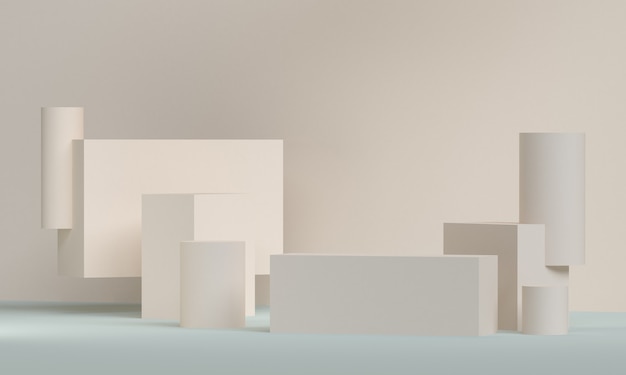 O fundo abstrato minimalista, figuras geométricas primitivas, 3d rende.