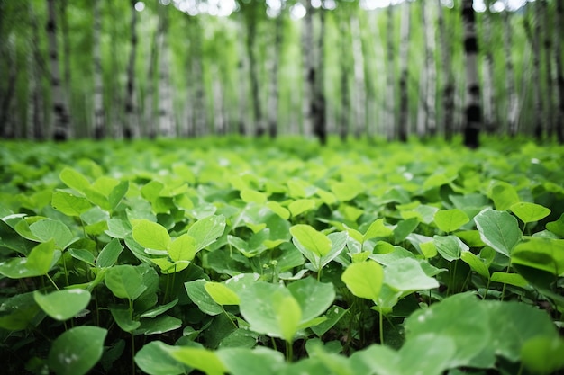 O fundo da floresta de Aspen com folhas trêmulas