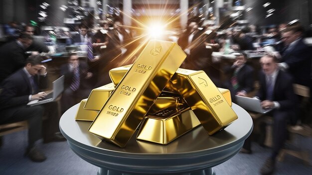 O fundo das barras de ouro, investimentos, negociação e conceitos financeiros