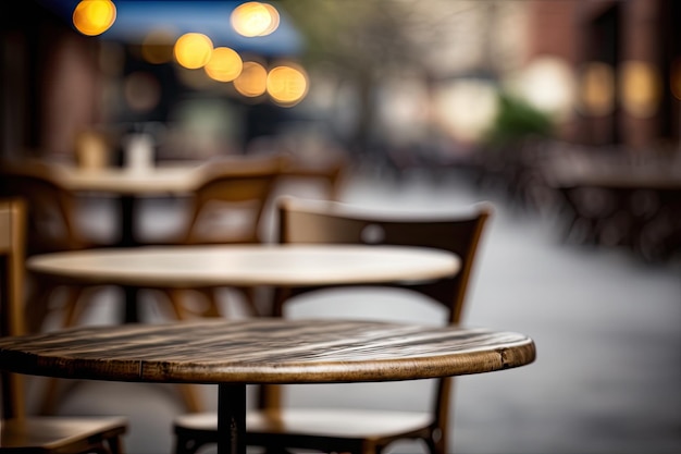 O fundo desfocado de um café ou restaurante apresenta um gerador de IA vazio