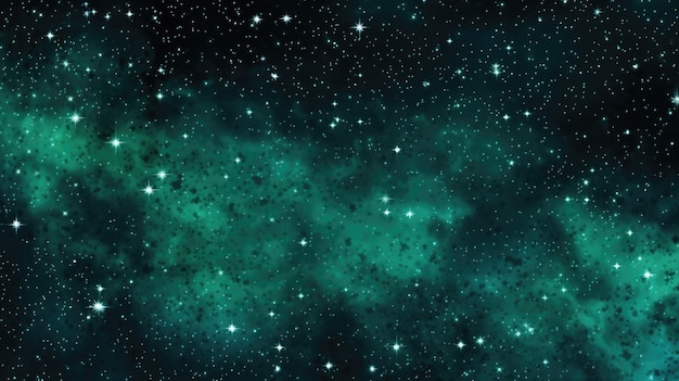 O fundo do céu estrelado é de cor esmeralda