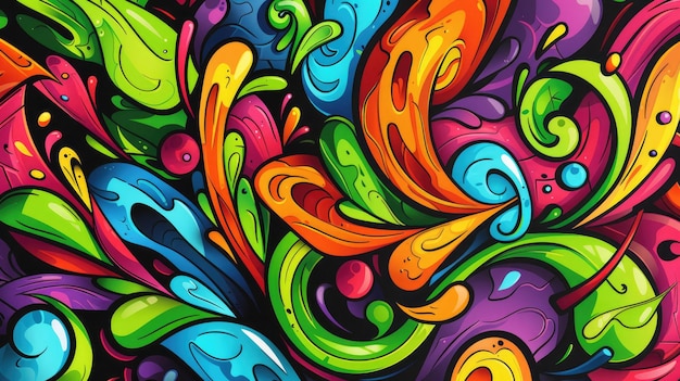 O fundo em estilo graffiti mostra cores brilhantes em design vibrante