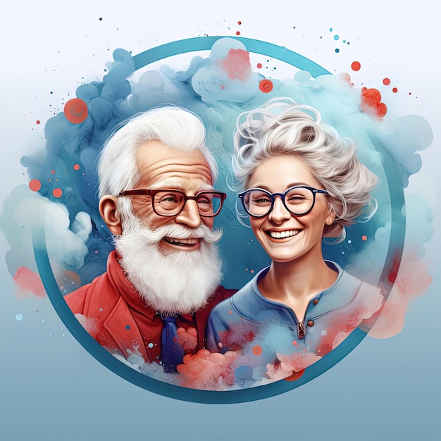 o fundo feliz do dia dos avôs com um casal de idosos e óculos