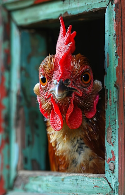 O galo olha pela janela, a galinha olha pela porta.