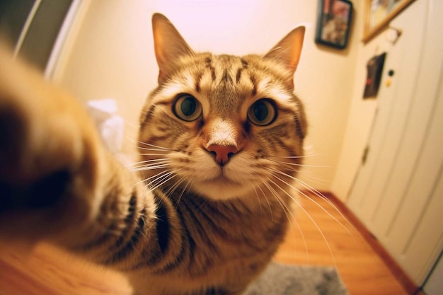 O gato tira uma selfie Animais engraçados IA generativa