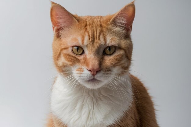 O gato vermelho ou branco no estúdio branco