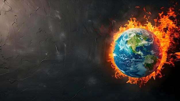 O globo em chamas simbolizando o aquecimento global conceito mudança climática questões ambientais imagens simbólicas mensagem de conscientização sobre o impacto global