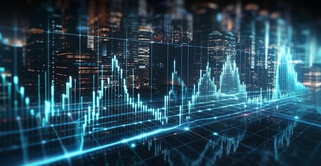 O gráfico financeiro da economia digital abrange o mercado de ações e os investimentos forex